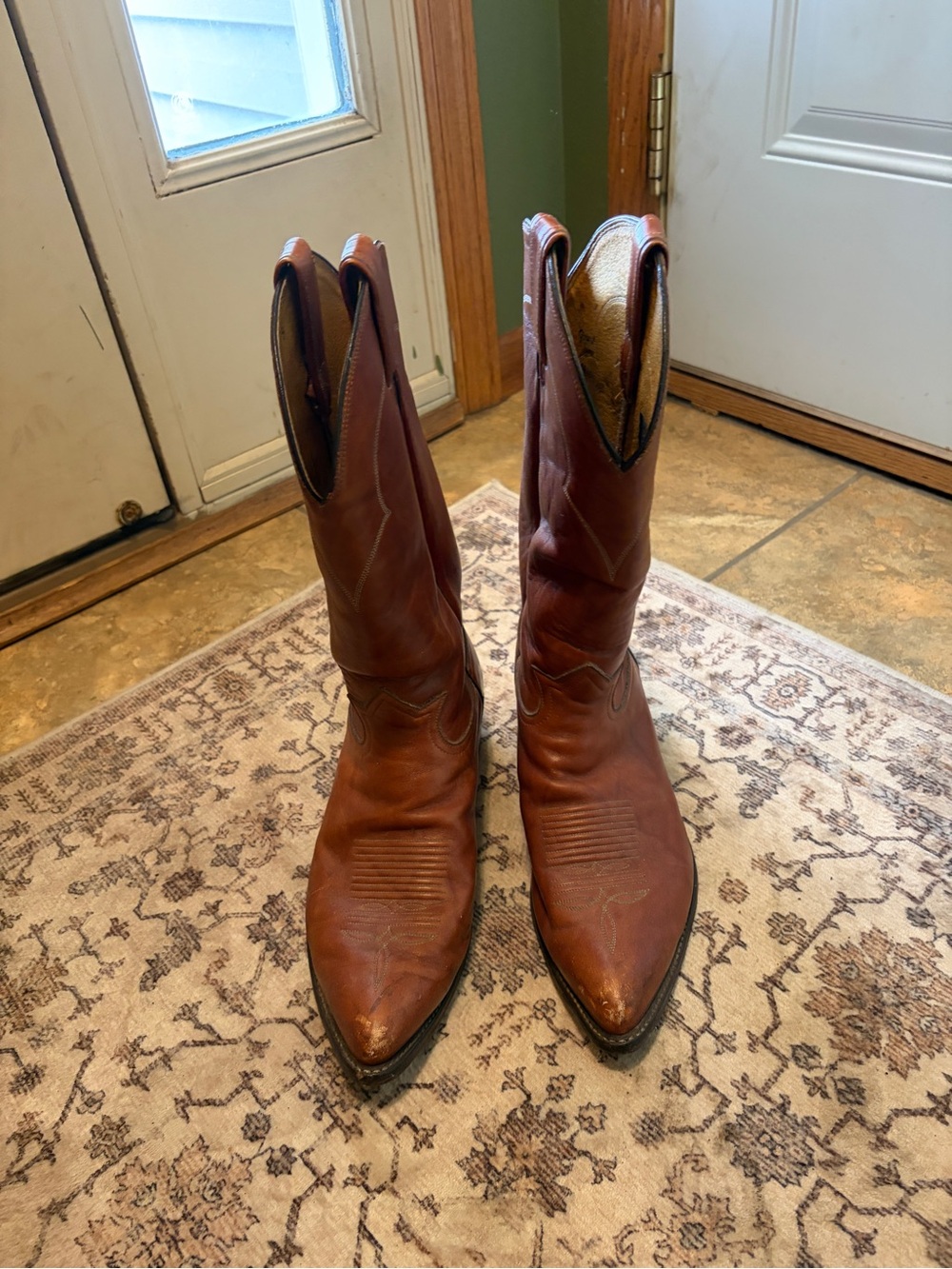 Tony Lama Chestnut Brown Leather Cowboy Boots